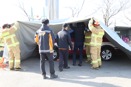 전기차 화재진압 훈련실시